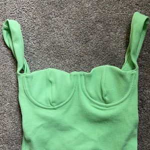 Ribbed cup one piece swimsuit